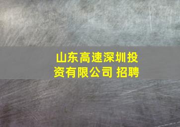 山东高速深圳投资有限公司 招聘